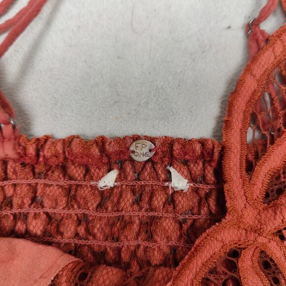 Free People One Adella Bra Womens Small Copper Lace Crop Top Strappy Bralette - Picture 3 of 4